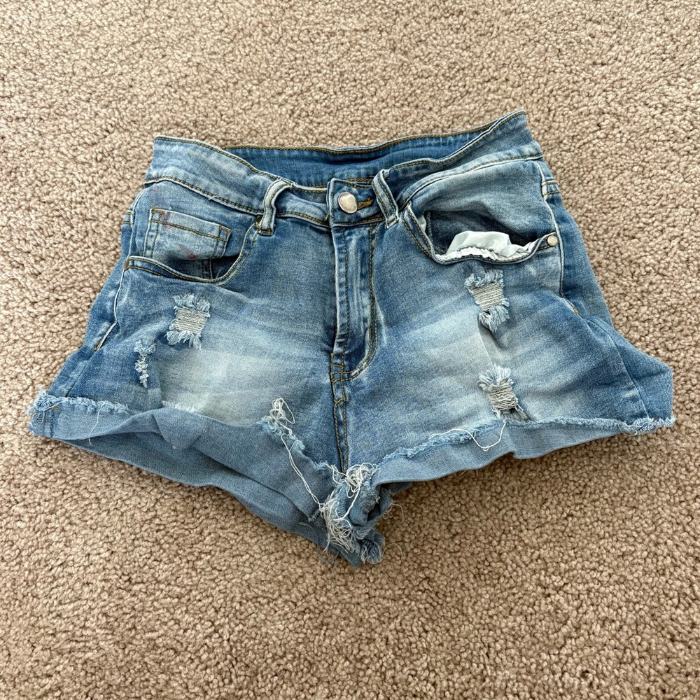 Trendy Distressed Blue Jean Shorts